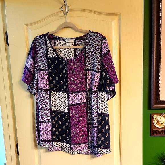 CJ BANKS COLORFUL BLOUSE - Picture 1 of 3